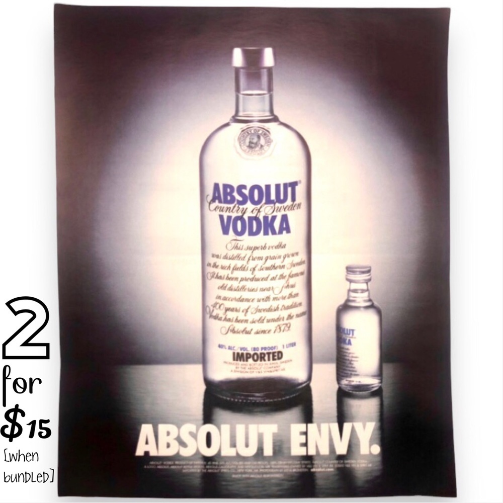🟢[Absolut Vodka] ABSOLUT ENVY Original 2002 Vintage Magazine Advertisement
